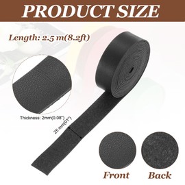 sourcing map Faux Leather Strap, 1" Width x 98" Long Leather Belt Strip Trim Roll for DIY Craft Projects, Pet Collars, Traction Ropes, Bag Straps, Hobby Workshop (Black)