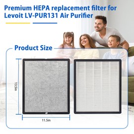iAmoy LV-PUR131 Replacement Filters Compatible with Levoit Air Purifier LV-PUR131 & LV-PUR131S, LV-PUR131-RF, True HEPA & Activated Carbon Filter Set