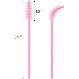 Tbestmax 1000 Varitas de Mascara Desechables Cepillos de Pestañas Spoolies para La Extensión de Las Pestañas Del Ojo de La Ceja Rosa
