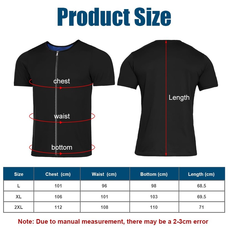 DiULi Men's Sauna Suit, Black zip, XL