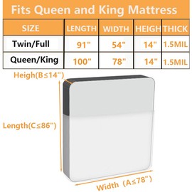 Mattress Bags for Moving Storage,Mattress Protector Cover, Waterproof Mattress Protector Storage Bags (2-Pack, Queen/King)