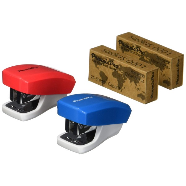 PraxxisPro Mini Staplers with Built-in Staple Removers, Staples 2 to