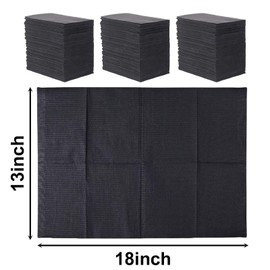 125 Pack 13x 18 Black Dental Bibs Disposable Set, 3 Ply Soft and Waterproof Tattoo Bib Sheet, Disposable Nail Mats for Both Men and Women Who Need Dental Treatmen