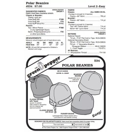 The Green Pepper Inc. Fleece Polar Beanies Winter Hats Headwear #534 Sewing Pattern (Pattern Only)