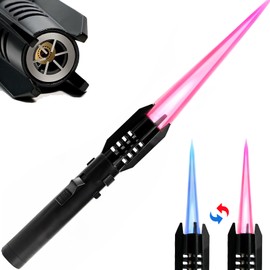 ZMQW Torch Lighter, Camping Lighter, Big Jet Flame Bright Fire Lighters with Safety Lock and Adjustable Color Flame, Refillable Gas Windproof Butane Lighter for Campfires Kitchen Candles Fireplace BBQ