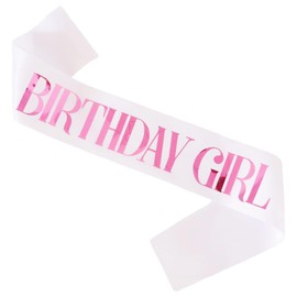 KETAOO Birthday Girl Sash, Pink Foil White Birthday Sash for Girl Sweet 16th 18th 20th 21st 30th Fun Birthday Party Gifts Favors Decorations