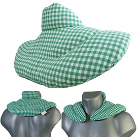 Neck Cushion with Stand-Up Collar, Black, Neck Cushion, Heating Cushion, a Very Comfortable Neck Warmer Green/White