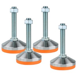 WUEIBUZUDAO Heavy Duty Leveler Leg,Leveler Feet 3.14" Dia Base,Adjustable Leveling feet M16 Thread, 2600 Lb Capacity,Capacity for Workbench, Machine, Cabinet, More （D80xM16xH100,4 Pack,Orange）