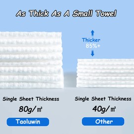 Taoluwin Soft Dry Wipes, 150 Sheets Disposable Face Towels, Dual-Textured Makeup Remover Tissues for Daily Cleansing, Dry/Wet Use, 80g/㎡