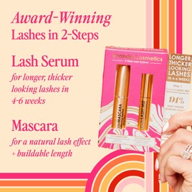Grande Cosmetics 2-Step Lash System Set, GrandeLASH-MD & GrandeMASCARA Conditioning Peptide Mascara for Fuller, Healthier, Longer-Looking Lashes