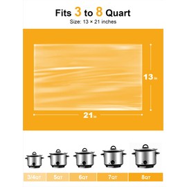 SMARTAKE Slow Cooker Liners, Large Size 13"x 21" Disposable Cooking Bags, Fit 3QT to 8QT for Slow Cooker, Cooking Trays, Suitable for Oval & Round Pots, 15 Liners