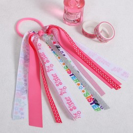 8.7-Inch Big Sister Ponytail Streamer Hair Tie,Glitter Pink Bow Ribbon Elastic Hair Bands for Women Girls Big little Sister Birthday Gift, Hair Styling Decor Accessory