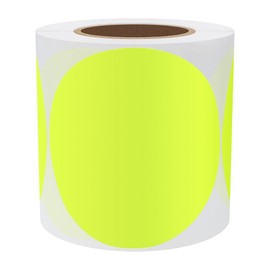 Hylabelest Fluorescent Yellow Round Stickers 4 Inch Color Coding Dots Labels Total 100 Per Roll (Fluorescent Yellow, 4")