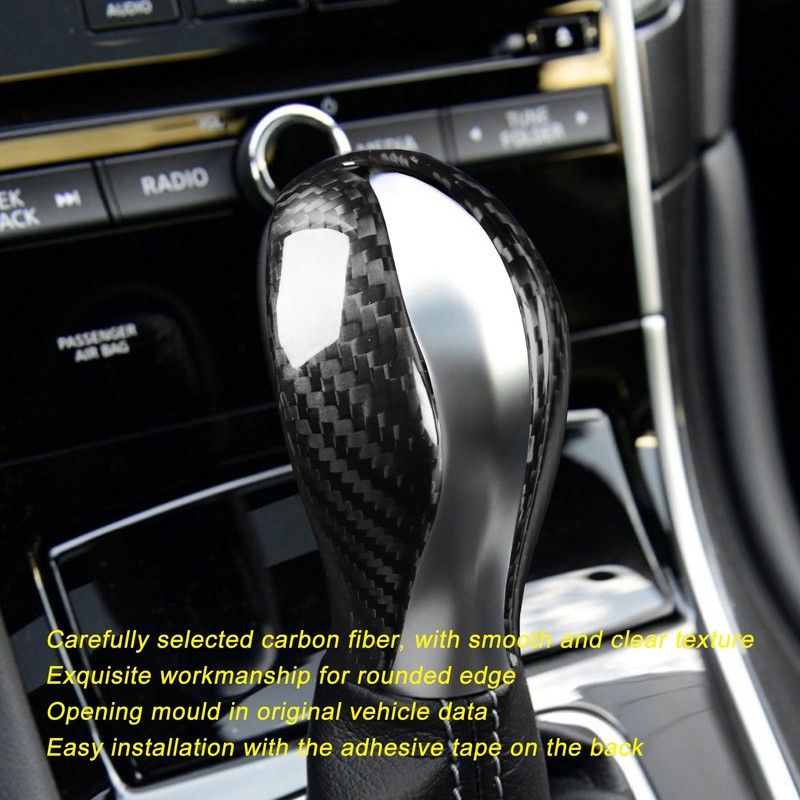 Gear Shift Knob Cover Carbon Fiber Console Shifter Head Trim