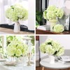 Auihiay Green Hydrangea Artificial Flowers, 8 PCS Artificial Hydrangea Silk