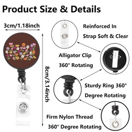 SEIRAA Piano Flowers Badge Reel Singer Concert Tour Gifts Piano Flower Tour Gifts Music Lover Badge Holder (Brown Flower CA)