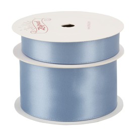 Zofrud 2 Rolls of French Blue Double Faced Satin Ribbon - 18 Meters Total (16mm and 38mm x 9M) - Ideal for Crafts, Gift Wrapping, and Weddings