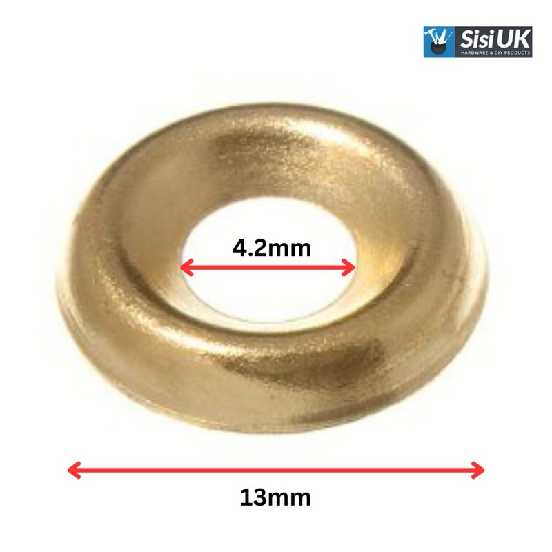Screw Cup Washer Brass No. 8 Electro Brass Plated Screw