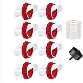 DIY Chicken No Waste Poultry Chicken Feeder 8 Ports 1 Hole Saw with Covers Gravity Feed Kit for Buckets Barrels Bins Troughs