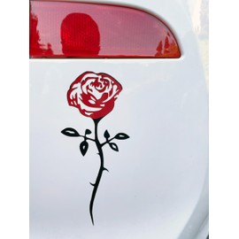Car Sticker Set – 2X Red Rose with Stem – 6.5 by 2.5 in – Car, Laptop, Motorcycle