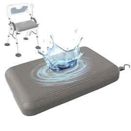 Shower Seat Cushion with Non-Slip Silicone Bottom, Shower Chair Cushion for Transfer Benches,Washable 3D Mesh Pad with Hook,Quick Drying Bathtub Chair Pad for Elderly, Pregnancy