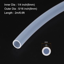 Rebower 6.6ft 1/4" ID x 5/16" OD Silicone Tubing Clear 6mm x 8mm Industrial Plastic Tubing Pure Silicone Hoses for Pump Siphoning Draining Irrigation Brewing