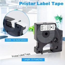 5X Pristar Compatible Label Tape Replacement for Dymo D1 45013 Tape 12mm x 7m 45013 S0720530 Black on White a45013 for LabelManager 160 210D 280 360D 420P 450 LabelPoint 100 150 LabelWriter 450 Duo