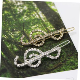 Generic 2pcs Music Note Hair Barrettes Rhinestone Hair Clips Sparkling Jewelry Accessories for Women Party Christmas Costume Lightweight Stylish