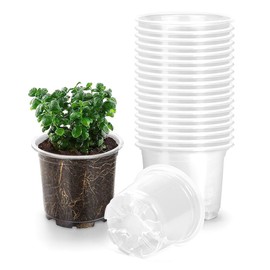 Wisboey Pack of 20 Nursery Pots 5.7 Transparent for Plants: Propagation Pots with Drainage Holes