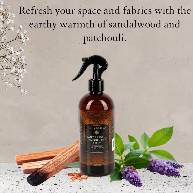 Abbey & Sullivan Linen Spray, Sandalwood & Patchouli, Warm and