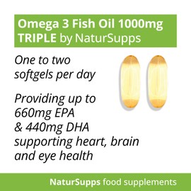 Natur Supps Natur Supps Omega 3 Fish Oil - 2000mg (2 Capsule Serving), Pack of 240 1000mg Softgel Capsules, Pure Fish Oil Giving 660mg EPA & 440mg DHA per Serving