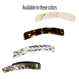 French Amie Elongated Curve Cream Ivory Handmade 4 inch Celluloid Acetate Banana Hair Clip for Ponytail