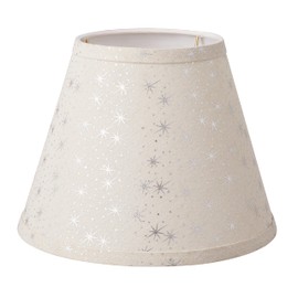 Aspen Creative 56050, Hardback Empire Transitional UNO Shade/Sliver Snowflakes Printing Linen Fabric, 5"Top x 9"Bottom x 7"Slant/Slip UNO 33mm/Table Lamp