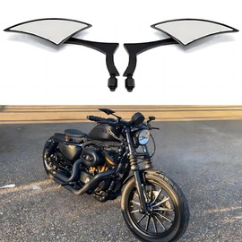 DREAMIZER 8mm/10mm Black Motorcycle Universal Blade Rear View Side Mirrors Compatible with Harley Street Bike Scooter Chopper Cruiser Sportster Dyna Softail Dirt Bike