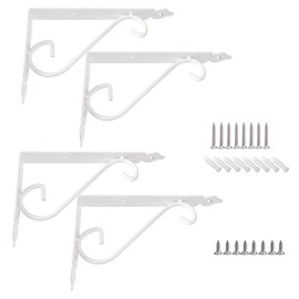 KKlewu Antique Iron Bracket L Shape Shelf Hardware Shelf Set of 4 with Screws 150mm White