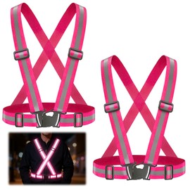 Pack of 2 Visibility Reflective Vest, High Visibility Vest for Children, Adults, Reflective Vest, Adjustable, Running Safety Vest, for Jogging, Hiking, Cycling, Adults and Teenagers