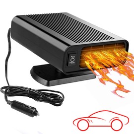 Car Heater 12V Dual Heat & Cool, 150W Portable Car Heater Fan with 360° Rotatable Base, Quick Defrosting & Demisting for Windshield, Universal for Truck/SUV/Car