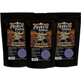 Psycho Coffee - Fresh Ground Psycho Strong Coffee - 3 x 250g Bags