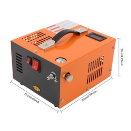 PCP Air Compressor, 75dB 4500PSI High Pressure Pump Airgun Rifle, 110V AC/12V DC Portable Airgun Compressor Oil & Water-Free Manual-Stop Air Rifle w/Transformer