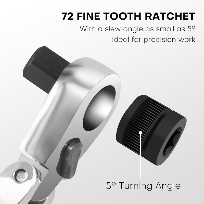 Gasea Mini Ratchet Wrench, 2 in 1 180° Rotating Flex