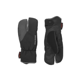 SEALSKINZ | Barwick | Unisex Waterproof Extreme Cold Weather Suede Split Finger Glove | Cycling Glove | Reflective Detailing | Extended Cuff, Black