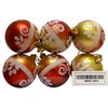 Red and gold baubles with silver design - 6 Pack