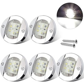 5Pcs White DC 12V 3 Inch Round Marine Boat Interior Lights Transom Mount Led Stern Anchor Lights LED Night Fishing Lights IP67 Waterproof Deck LED Courtesy Light