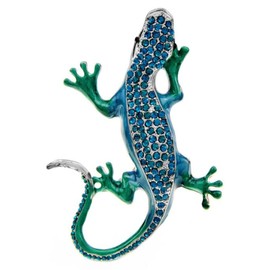 Rhinestone Lizard Gecko Brooch For Women Crystal Gecko Enamel Animal Pin Cute Fashion Coat Accessories Good Gift