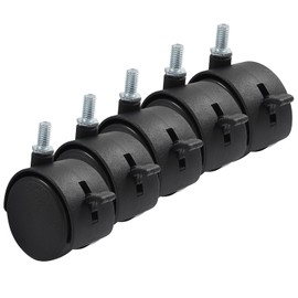 Hordion 5 Pcs 2 Inch Nylon Caster Wheels, Furniture Caster Wheels Threaded Stem Casters with Brake, 5/16 Threaded Caster Wheel Replacement for Cart, Coffee Table (Capacity 66Lbs)