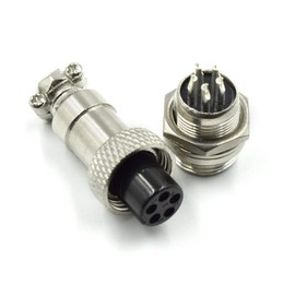 Hxchen 5 Pin Metal Male Female Panel Connector 12mm GX12-5P Aviation Plug Silver - (2 Sets)
