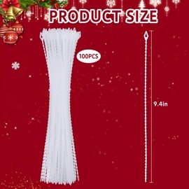 codree 100 Pcs Reusable Christmas Garland Ties, Adjustable Beaded Loop Cable Ties Garland Hanger, Flexible Decorative Hanging Christmas Lights Tie for Xmas Tree Wreath Stairways Banister Decoration