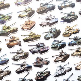 Generic 50Pcs Bulk Military Tank Stickers Army Tank Decals Kids Toy Sheet Tactical Armored Vehicle Graphics for PC Laptops Scrapbooks