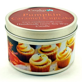 Pumpkin Caramel Cupcake, Fall Scented Soy Candle Tin (6 oz), Autumn Candles