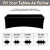 Fixwal 10 Pack Black Table Cloths Rectangle 8FT, Spandex Table